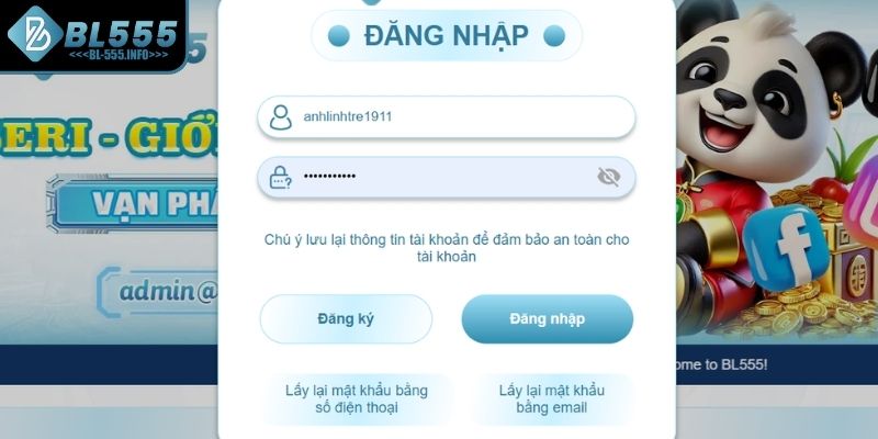 Cung cấp thông tin đăng nhập BL555